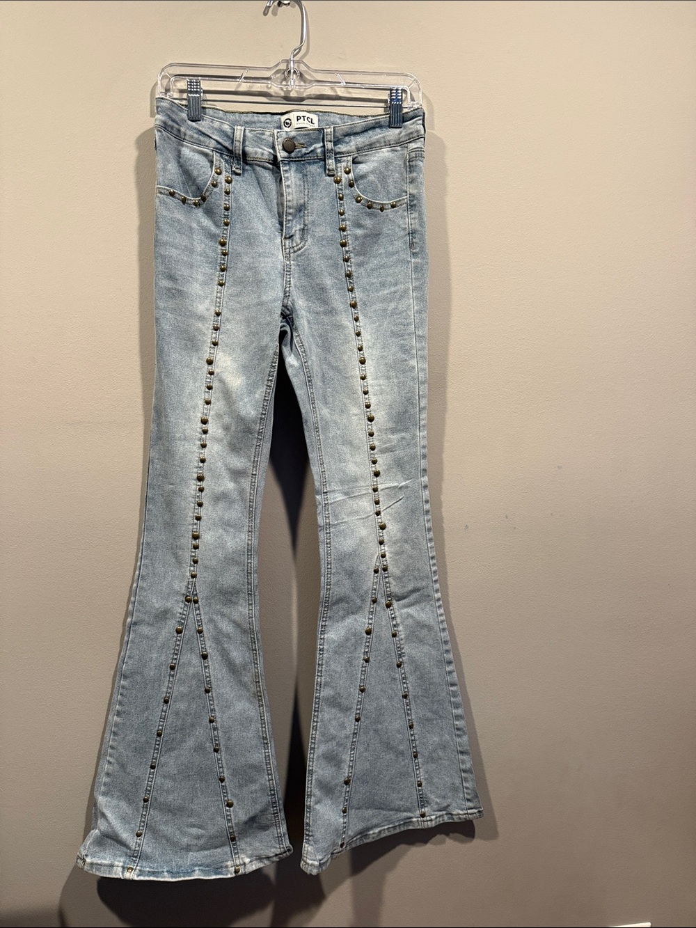 Studded Light Wash Flare Jeans - PTG